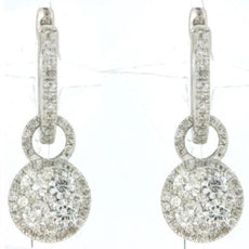1.24CT DIAMOND 14KT WHITE GOLD CLUSTER INVISIBLE HALO LOVE KNOT HANGING EARRINGS