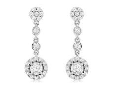 ESTATE .40CT DIAMOND 14KT WHITE GOLD 3D FLOWER BY THE YARD FUN HANGING EARRINGS