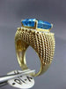 ESTATE LARGE 4.31CT DIAMOND & AAA BLUE TOPAZ 14KT TWO TONE GOLD HALO MESH RING