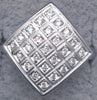 ESTATE .22CT DIAMOND 14K WHITE GOLD 3D CLASSIC ROUND GEOMETRICAL SQUARE FUN RING