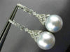 LARGE .95CT DIAMOND & SOUTH SEA PEARL 18KT WHITE GOLD FILIGREE HANGING EARRINGS