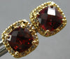 ESTATE 1.88CT DIAMOND & AAA GARNET 14K YELLOW GOLD HALO SQUARE FUN STUD EARRINGS