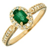 .71CT DIAMOND & AAA EMERALD 14KT YELLOW GOLD OVAL & ROUND HALO FLOWER LOVE RING
