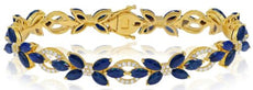 17.62CT DIAMOND & AAA SAPPHIRE 14K YELLOW GOLD 3D MULTI FLOWER ETERNITY BRACELET