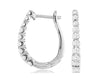 ESTATE .5CT DIAMOND 14K WHITE GOLD ROUND GRADUATING OVAL HUGGIE HANGING EARRINGS