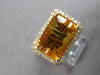 LARGE 9.67CT DIAMOND & AAA CITRINE 14KT YELLOW GOLD RECTANGULAR ENGAGEMENT RING