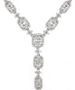 2.12CT DIAMOND 14KT WHITE GOLD 3D ROUND & BAGUETTE SQUARE FLOWER LARIAT NECKLACE