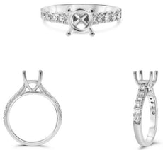 .55CT DIAMOND 14KT WHITE GOLD 3D ROUND SEMI ETERNITY SEMI MOUNT ENGAGEMENT RING