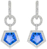 4.91CT DIAMOND & AAA BLUE TOPAZ 14KT WHITE GOLD PENTAGON HALO CIRCULAR EARRINGS