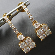 ESTATE LARGE 2.12CT DIAMOND 18KT ROSE GOLD CLUSTER SQUARE FUN HANGING EARRINGS
