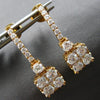ESTATE LARGE 2.12CT DIAMOND 18KT ROSE GOLD CLUSTER SQUARE FUN HANGING EARRINGS