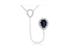 1.08CT DIAMOND 14KT WHITE GOLD PEAR SHAPE & ROUND HALO TEAR DROP LARIAT NECKLACE
