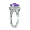 2.85CT DIAMOND & AAA AMETHYST 14KT WHITE GOLD 3D CUSHION & ROUND SQUARE FUN RING