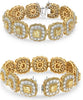 LARGE 19.75CT WHITE & FANCY YELLOW DIAMOND 18KT 2 TONE GOLD 3D CUSHION BRACELET