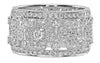 WIDE .94CT DIAMOND 18KT WHITE GOLD 3D MULTI FLOWER 3/4 ETERNITY ANNIVERSARY RING