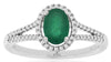 0.95CT DIAMOND & AAA EMERALD 14KT WHITE GOLD 3D OVAL & ROUND FRIENDSHIP LOVE RING