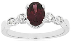 1.08CT DIAMOND & AAA RHODOLITE 14KT WHITE GOLD 3D OVAL FILIGREE ENGAGEMENT RING