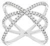 .76CT DIAMOND 14KT WHITE GOLD 3D MULTI ROW CRISS CROSS FLOWER ILLUSION FUN RING