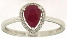 .83CT DIAMOND & AAA RUBY 14KT WHITE GOLD PEAR SHAPE & ROUND LOVE FRIENDSHIP RING