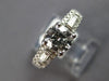 ESTATE 2.41CT DIAMOND 18KT WHITE GOLD ROUND & BAGUETTE FILIGREE ENGAGEMENT RING