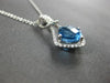 1.92CT DIAMOND & AAA BLUE TOPAZ 14KT WHITE GOLD CUSHION & ROUND FLOATING PENDANT