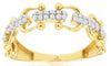 ESTATE .25CT DIAMOND 14KT YELLOW GOLD 3D ROUND MULTI BELT FUN RING