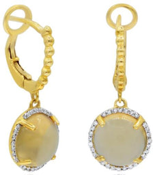 5.75CT DIAMOND & AAA CITRINE 14K YELLOW GOLD 3D ROUND CLASSIC LEVERBACK EARRINGS