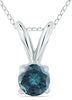 ESTATE .25CT BLUE DIAMOND 14KT WHITE GOLD 3D SOLITAIRE 4 PRONG FLOATING PENDANT