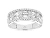 1.12CT DIAMOND 14KT WHITE GOLD 3D ROUND & BAGUETTE MULTI SQUARE ANNIVERSARY RING