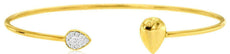 ESTATE .12CT DIAMOND 14K YELLOW GOLD CLUSTER PEAR SHAPE FLEXIBLE BANGLE BRACELET