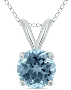 .30CT AAA AQUAMARINE 14KT WHITE GOLD 3D CLASSIC ROUND SOLITAIRE FLOATING PENDANT