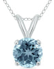 .30CT AAA AQUAMARINE 14KT WHITE GOLD 3D CLASSIC ROUND SOLITAIRE FLOATING PENDANT
