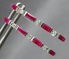 .65CT DIAMOND & AAA RUBY 14KT WHITE GOLD ROUND & BAGUETTE HOOP HANGING EARRINGS