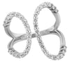 ESTATE LARGE .70CT DIAMOND 18K WHITE GOLD 3D CLASSIC ROUND DOUBLE HEART FUN RING