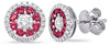 1.04CT DIAMOND & AAA RUBY 14KT WHITE GOLD 3D CLASSIC FLOWER HALO STUD EARRINGS