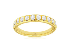 .75CT DIAMOND 14KT YELLOW GOLD SEMI BEZEL ETOILE SEMI ETERNITY ANNIVERSARY RING