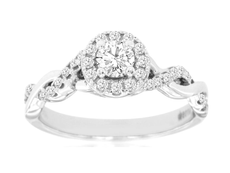 .5CT DIAMOND 14K WHITE GOLD ROUND SOLITAIRE HALO DOUBLE INFINITY ENGAGEMENT RING