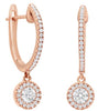 .37CT DIAMOND 14KT ROSE GOLD CLASSIC SOLITAIRE FLOWER LEVERBACK HANGING EARRINGS
