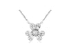 ESTATE .47CT DIAMOND 14KT WHITE GOLD 3D ROUND & BAGUETTE FLOWER FUN NECKLACE