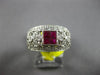 .75CT DIAMOND & AAA RUBY 14KT WHITE GOLD PRINCESS & ROUND FILIGREE FLORAL RING