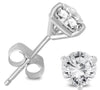 ESTATE 1.0CT DIAMOND 14KT WHITE GOLD CLASSIC ROUND 3 PRONG MARTINI STUD EARRINGS
