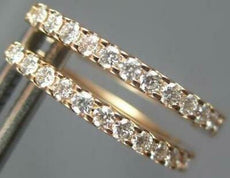 ESTATE .27CT DIAMOND 18KT ROSE GOLD ROUND CLASSIC OVAL HUGGIE HANGING EARRINGS