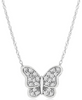 ESTATE .13CT 14KT WHITE GOLD 3D CLASSIC BUTTERFLY LOVE NECKLACE