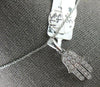 ESTATE .30CT DIAMOND 14KT WHITE GOLD CLASSIC CHAMSA HAMSA LUCKY FLOATING PENDANT