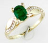 .87CT DIAMOND & AAA EMERALD 14KT YELLOW GOLD 3D CLASSIC OVAL & ROUND LOVE RING