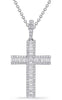 ESTATE .68CT DIAMOND 14KT WHITE GOLD CLASSIC ROUND 3 ROW CROSS FLOATING PENDANT