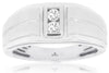 ESTATE .20CT DIAMOND 14KT WHITE GOLD ROUND 2 STONE RECTANGULAR CHANNEL MENS RING