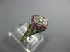 ANTIQUE .34CT DIAMOND & AAA RUBY 18K WHITE GOLD 3D CLUSTER ENGAGEMENT RING 26872