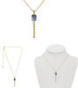 4.41CT DIAMOND & AAA SAPPHIRE 18KT YELLOW GOLD 3D CUSHION & ROUND BEZEL NECKLACE