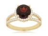 ESTATE 2.90CT DIAMOND & AAA GARNET 14KT YELLOW GOLD 3D ROUND HALO FUN LOVE RING